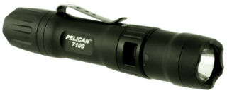 Pelican 7100 Tactical Flashlight with 33/695 Lumens White LED features a pocket clip